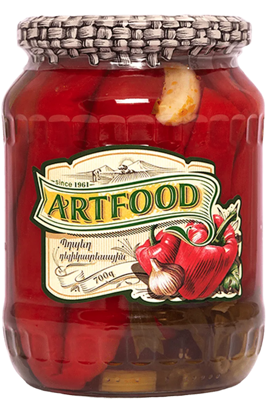 Jar of marinated vegetables